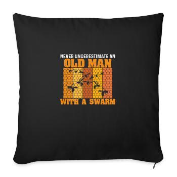 Unterschätze niemals einen alten Mann lustiger - Sofakissenbezug 45 x 45 cm - Schwarz - Vorne
