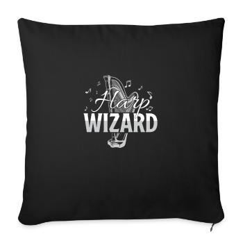 Harp Wizard Funny Orchestra Harfenspieler - Sofakissenbezug 45 x 45 cm - Schwarz - Vorne