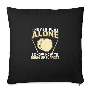 Know How To Drum Up Support de batterie pour - Housse de coussin décorative 45 x 45 cm - noir - Devant