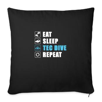 Eat Sleep Tec Dive Repeat Plongée technique - Housse de coussin décorative 45 x 45 cm - noir - Devant