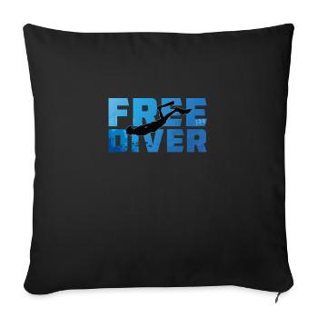 Logo Free Diver Freediving Ocean - Housse de coussin décorative 45 x 45 cm - noir - Devant