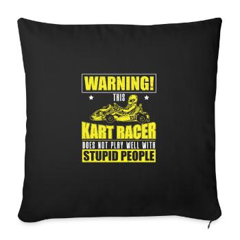 Warning Funny Go-Kart Racing Humor For A Karting - Sofa pillowcase 17,3'' x 17,3'' (45 x 45 cm) - black - Front