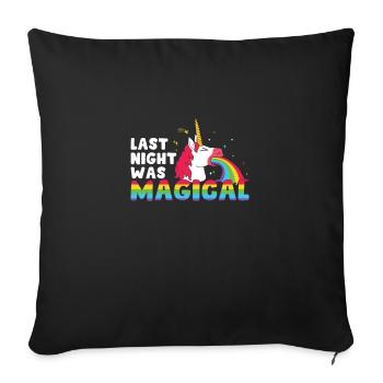 Last Night Funny Hangover Einhorn Erbrechen für - Sofakissenbezug 45 x 45 cm - Schwarz - Vorne
