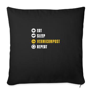 Eat Sleep Funny Vermiculture Humor For Vermicast - Sofa pillowcase 17,3'' x 17,3'' (45 x 45 cm) - black - Front