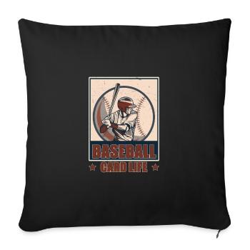 Vintage Baseball Card Life A Veteran Card - Housse de coussin décorative 45 x 45 cm - noir - Devant