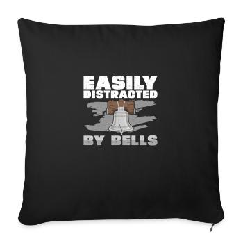 Easily Distracted By Funny Bell Ringing Hobby A - Sofa pillowcase 17,3'' x 17,3'' (45 x 45 cm) - black - Front