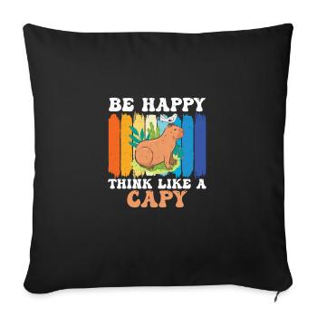 Be Happy Retro Capybara Kostüm für einen Capy-Fan - Sofakissenbezug 45 x 45 cm - Schwarz - Vorne