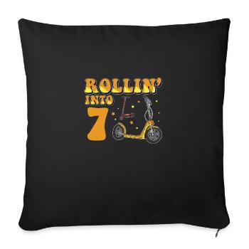 Rollin Into 7 Elektroroller 7. Geburtstag - Sofakissenbezug 45 x 45 cm - Schwarz - Vorne