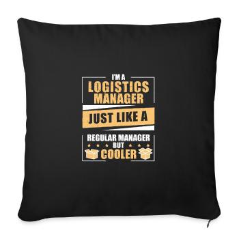 Drôle d’humour de responsable logistique Un logisticien - Housse de coussin décorative 45 x 45 cm - noir - Devant