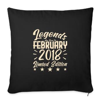 Naissance En Février 2018. Cadeau d'anniversaire. - Housse de coussin décorative 45 x 45 cm - noir - Devant