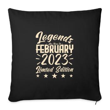 Naissance En Février 2023. Cadeau d'anniversaire. - Housse de coussin décorative 45 x 45 cm - noir - Devant