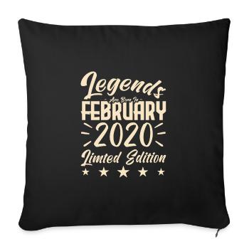 Naissance En Février 2020. Cadeau d'anniversaire. - Housse de coussin décorative 45 x 45 cm - noir - Devant
