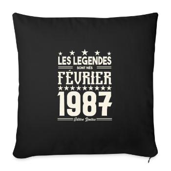 cadeau d'anniversaire Février 1987. février 1987. - Housse de coussin décorative 45 x 45 cm - noir - Devant