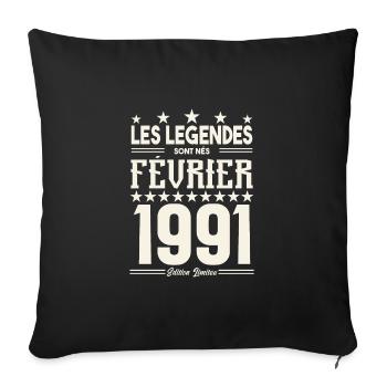 cadeau d'anniversaire Février 1991. février 1991. - Housse de coussin décorative 45 x 45 cm - noir - Devant