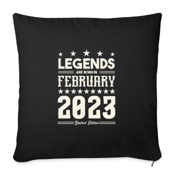 Gift Legend February 2023. Gift February 2023. - Sofa pillowcase 17,3'' x 17,3'' (45 x 45 cm) - black - Front