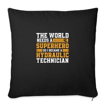 Funny hydraulic superhero A legend of the - Sofa pillowcase 17,3'' x 17,3'' (45 x 45 cm) - black - Front