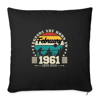 février 1961. Cadeau d'anniversaire février 1961. - Housse de coussin décorative 45 x 45 cm - noir - Devant