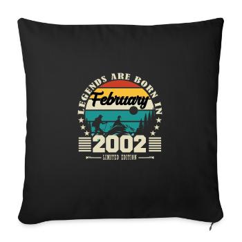 February 2002. Birthday gift February 2002. - Sofa pillowcase 17,3'' x 17,3'' (45 x 45 cm) - black - Front