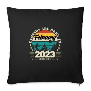 February 2023. Birthday gift February 2023. - Sofa pillowcase 17,3'' x 17,3'' (45 x 45 cm) - black - Front