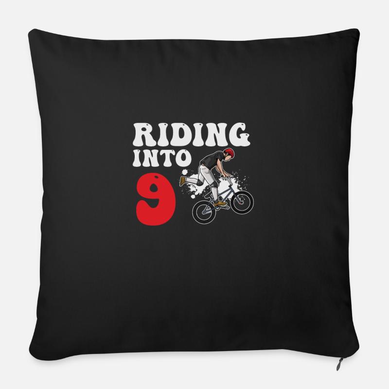 Vélo de course BMX Riding Into 9 ans 9e - Housse de coussin décorative 45 x 45 cm - noir