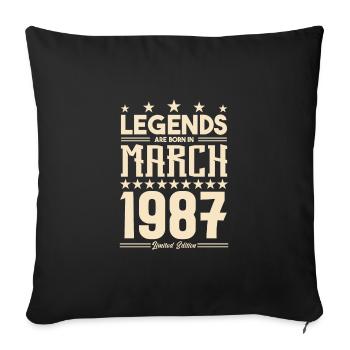 Gift Legend March 1987. gift March 1987. March. - Sofa pillowcase 17,3'' x 17,3'' (45 x 45 cm) - black - Front
