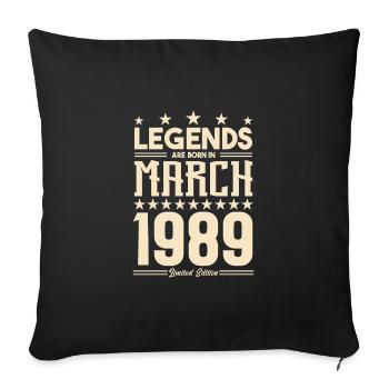 Gift Legend March 1989. gift March 1989. March. - Sofa pillowcase 17,3'' x 17,3'' (45 x 45 cm) - black - Front