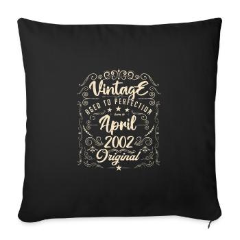 Vintage Né(e) en Avril 2002. anniversaire avril. - Housse de coussin décorative 45 x 45 cm - noir - Devant