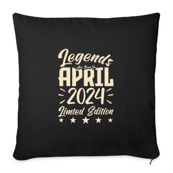 Born April 2024 Birthday Gift 2024 - Sofa pillowcase 17,3'' x 17,3'' (45 x 45 cm) - black - Front