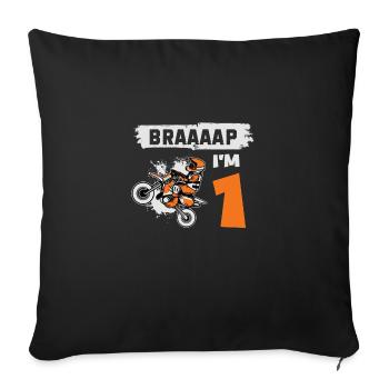 Braaaap I'm 1 Dirt Bike Motocross 1 an 1er - Housse de coussin décorative 45 x 45 cm - noir - Devant