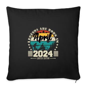April 2024 Birthday gift April 2024. April - Sofa pillowcase 17,3'' x 17,3'' (45 x 45 cm) - black - Front