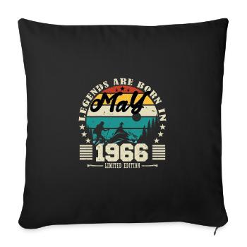 May 1966 Birthday present May 1966. May 1966. - Sofa pillowcase 17,3'' x 17,3'' (45 x 45 cm) - black - Front