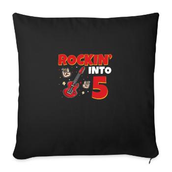 Rockin Into 5 star Guitare 5 ans 5e anniversaire - Housse de coussin décorative 45 x 45 cm - noir - Devant