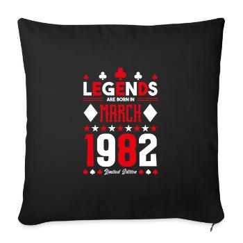 birthday gift March 1982. card games . - Sofa pillowcase 17,3'' x 17,3'' (45 x 45 cm) - black - Front