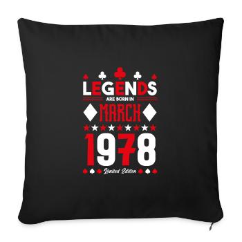 cadeau d'anniversaire Mars 1978. jeux de carte . - Housse de coussin décorative 45 x 45 cm - noir - Devant
