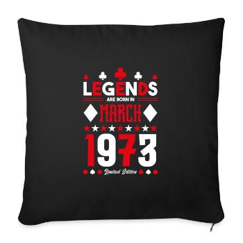 cadeau d'anniversaire Mars 1973. jeux de carte . - Housse de coussin décorative 45 x 45 cm - noir - Devant