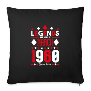 birthday gift March 1960. card games . - Sofa pillowcase 17,3'' x 17,3'' (45 x 45 cm) - black - Front