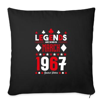 cadeau d'anniversaire Mars 1967. jeux de carte . - Housse de coussin décorative 45 x 45 cm - noir - Devant