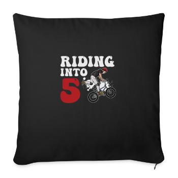 Riding Into 5 BMX Racing Bike 5 Year Old 5th - Sofa pillowcase 17,3'' x 17,3'' (45 x 45 cm) - black - Front