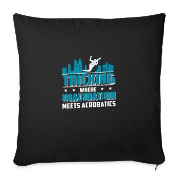Tricking Imagination trifft Akrobatik - Sofakissenbezug 45 x 45 cm - Schwarz - Vorne