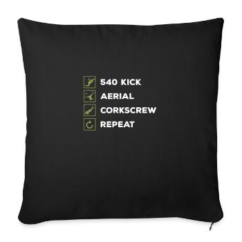 Tricking 540 Kick Aerial Corkscrew Repeat - Housse de coussin décorative 45 x 45 cm - noir - Devant