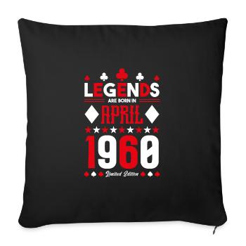 Birthday gift April 1960. card games. - Sofa pillowcase 17,3'' x 17,3'' (45 x 45 cm) - black - Front