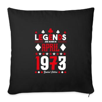 Birthday gift April 1973. card games. - Sofa pillowcase 17,3'' x 17,3'' (45 x 45 cm) - black - Front