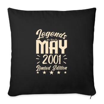 Born May 2001 Birthday gift 2001. - Sofa pillowcase 17,3'' x 17,3'' (45 x 45 cm) - black - Front