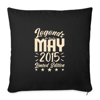 Born May 2015 Birthday gift 2015. - Sofa pillowcase 17,3'' x 17,3'' (45 x 45 cm) - black - Front