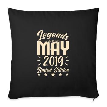 Born May 2019 Birthday gift 2019. - Sofa pillowcase 17,3'' x 17,3'' (45 x 45 cm) - black - Front