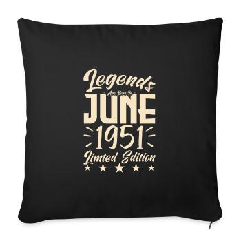 Naissance En juin 1951 Cadeau d'anniversaire 1951. - Housse de coussin décorative 45 x 45 cm - noir - Devant