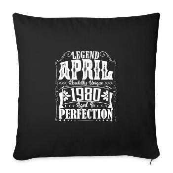 Avril 1980. Anniversaire avril 1980. Cadeau 1980. - Housse de coussin décorative 45 x 45 cm - noir - Devant