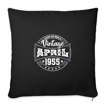 1955 April. Birthday gift April 1955 April - Sofa pillowcase 17,3'' x 17,3'' (45 x 45 cm) - black - Front
