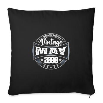 2008 mai. Cadeau d'anniversaire mai 2008. May - Housse de coussin décorative 45 x 45 cm - noir - Devant