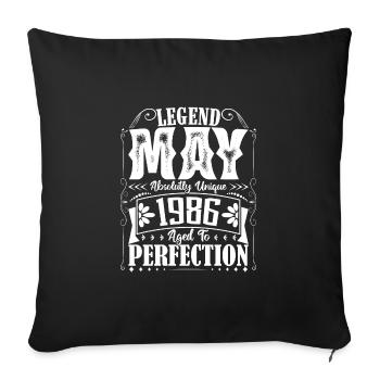 Mai 1986. Anniversaire mai 1986. Cadeau may 1986. - Housse de coussin décorative 45 x 45 cm - noir - Devant